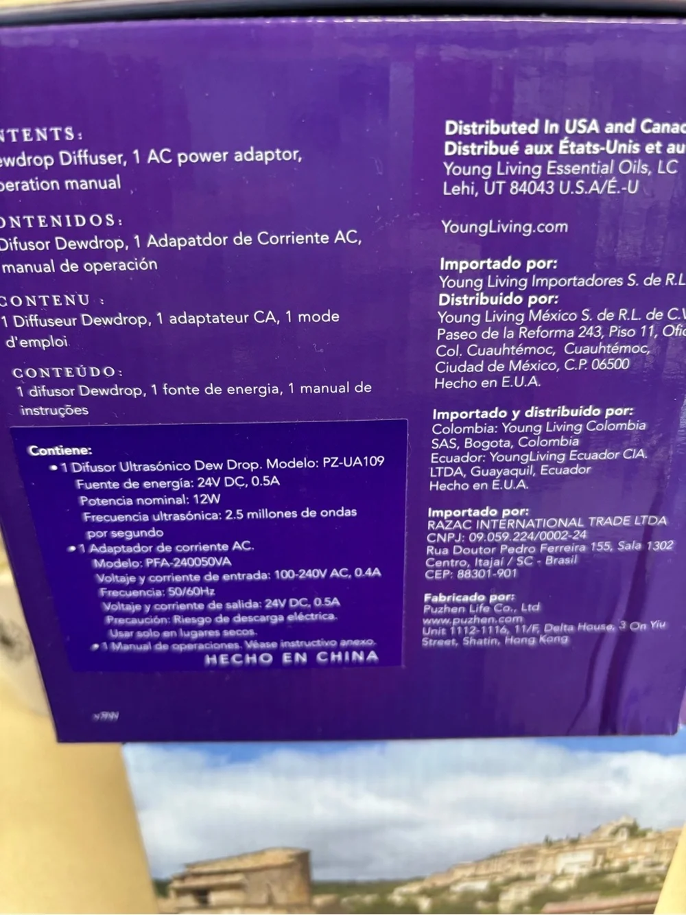 Young Living Dewdrop Diffuser - Deep Purple Box